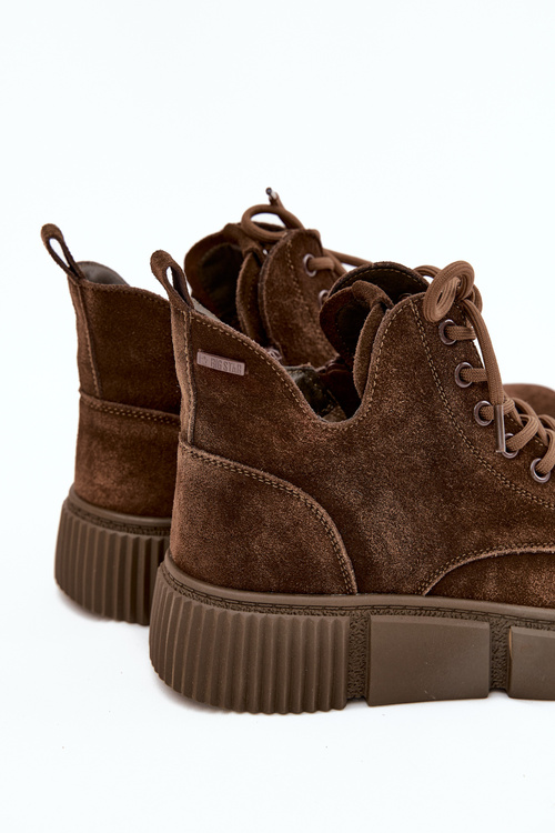 Semišové Nízke Dámske Čižmy Na Platforme Big Star SS274595 Hnedé