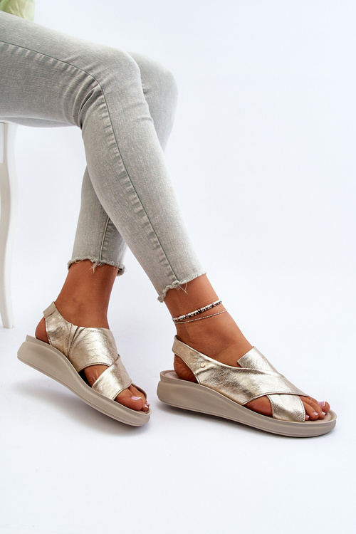 kožené sandály na klínu Černé Morgan