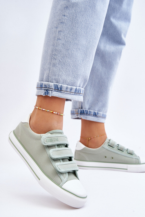 Klasické materiálové tenisky pre suchý zips veľkú hviezdu LL274A202 Green