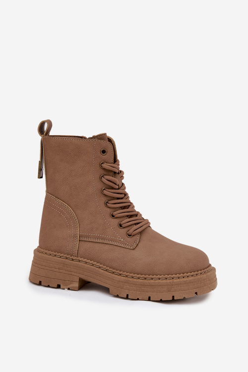 Dámské Botky Workery Na Zip Tmavě Béžové Tirina