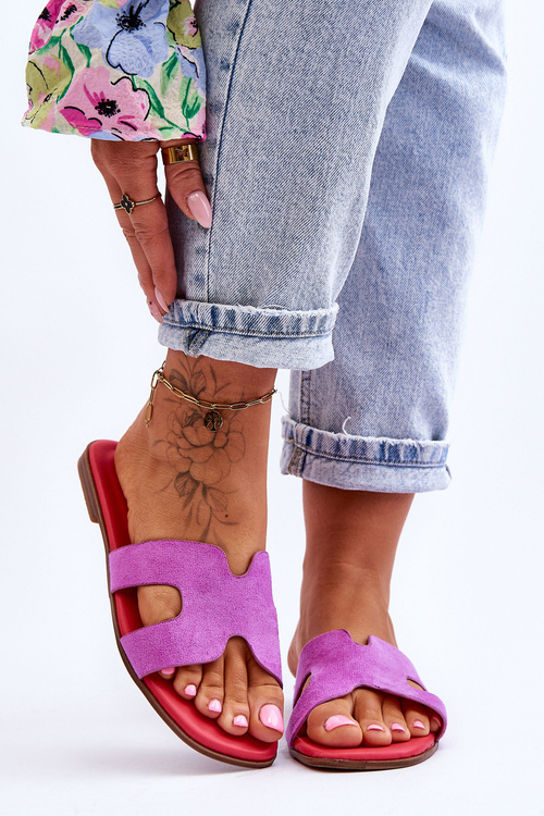 Evana Dámske klasické semišové fialové žabky