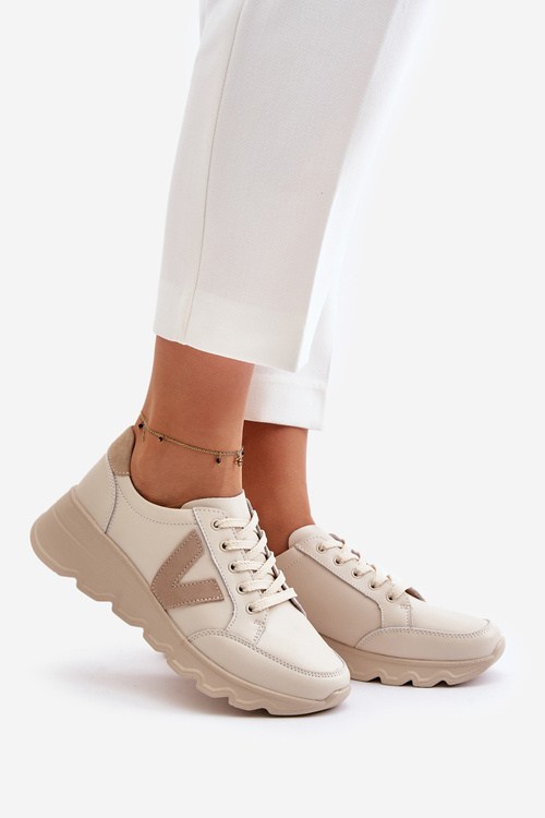 Dámské Kožené Sportovní Boty Vinceza 7918 Béžové