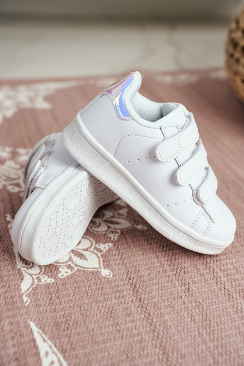 Dětská Sportovní Obuv Na Suchý Zip Bílé-Stříbrne Fifi