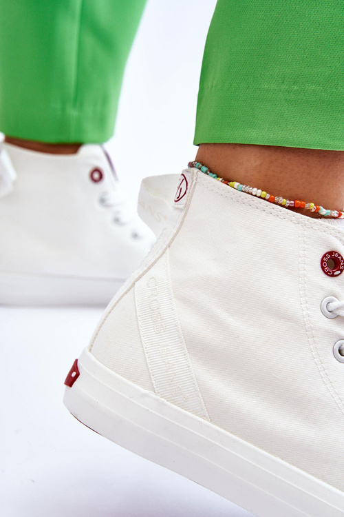 Dámske klasické vysoké tenisky krížové džínsy LL2R4086C White