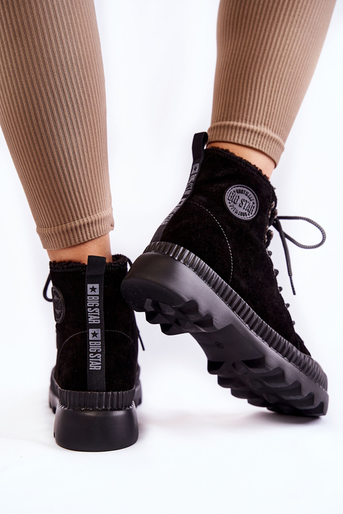 semišové teplé boty Big Star KK274522 Černé