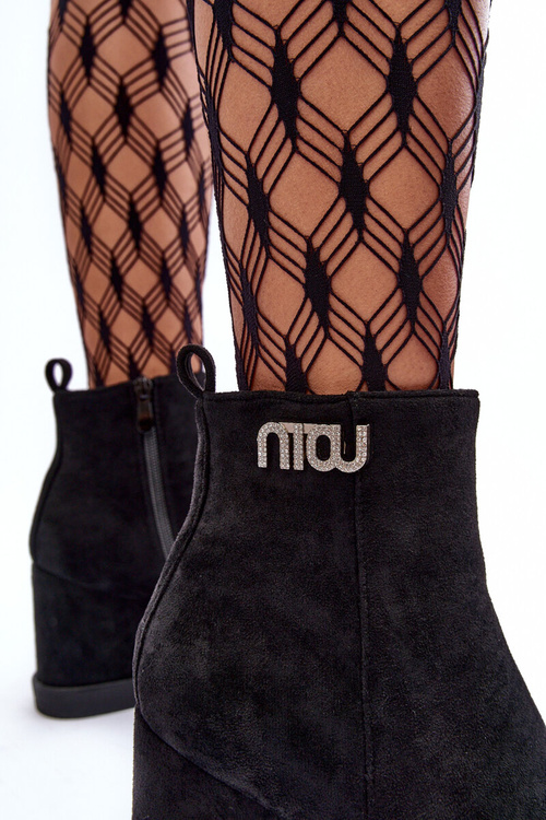 Ošetřené Zimní Boty Na Koturnu S Ozdobou Černé Vere