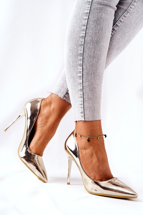 Elegantné zrkadlové podpätky zlatý Adrinnah