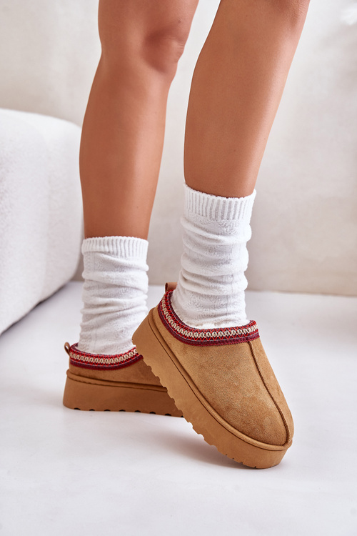 Dámské Sněhule Na Platformě Zateplené Kožíškem Camel Remenia