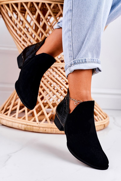 Dámské Kožené Boty Maciejka Lakovane Černý Zvířecí Vzor 04091-72