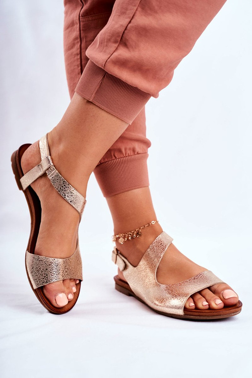 Dámské Sandály Laura Messi 1116 Kožené Hadí vzor Zlaté Vollare