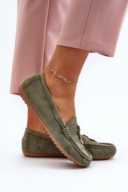 Dámske zamatové klasické mokasíny zelené Ontala