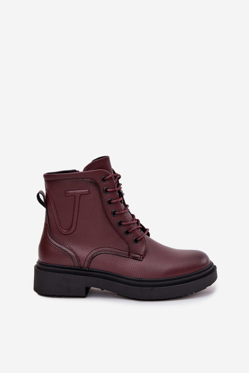 Zateplené dámske členkové topánky z pravej kože Sergio Leone BT25248-S bordó