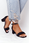 Suede High -Heeled Sandals Black Long Island