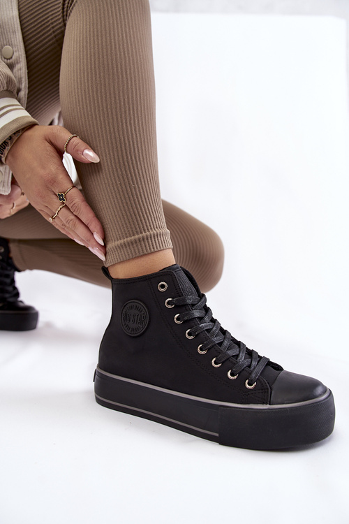 Dámské vysoké zateplené tenisky Big Star KK274173 Černe