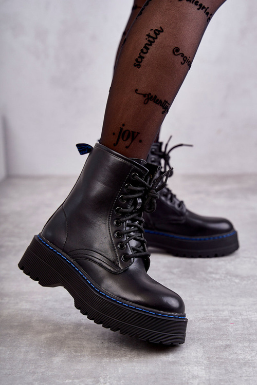 Dámské zavazované kozačky Glany Černá Callie