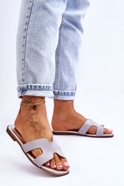 Dámské klasické semišové pantofle Šedá Evana