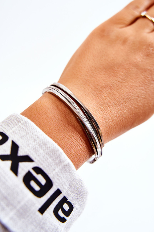 Dámsky oceľový náramok s zirkónmi strieborný myrens