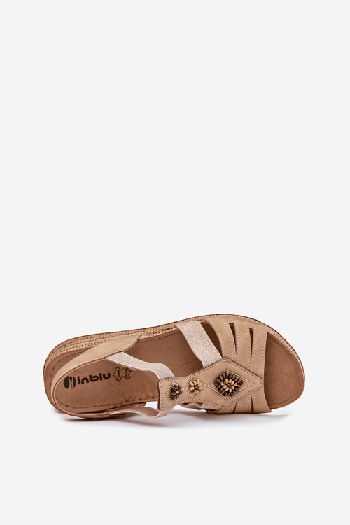 Dámské Sandály Na Klínu S Ozdobami Béžové Inblu RV000015