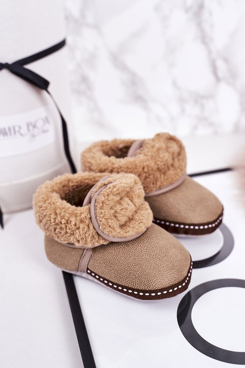 Dětské Teplé Pantofle S Kůží Béžové Cloudlet