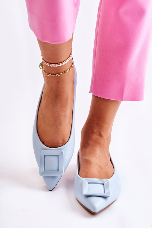 Kožené baleríny s ornamentem Spitz modre Simone