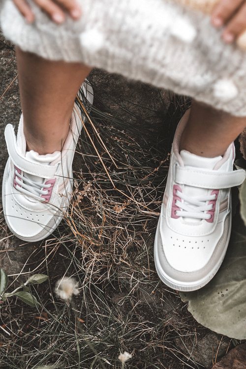 Klasické dětské sportovní boty bílé a růžové Marlin