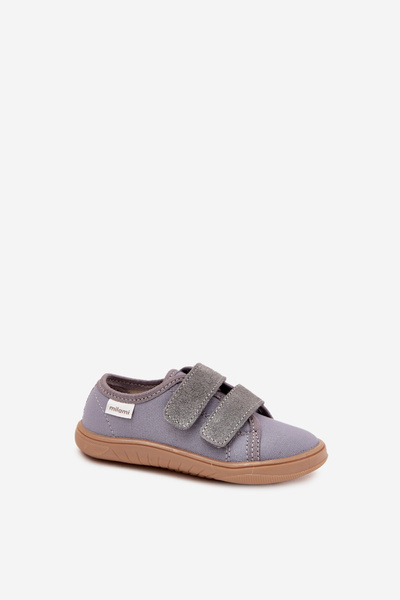 Pantofle Barefoot Chlapecké Hladké Milami Šedé Saphira