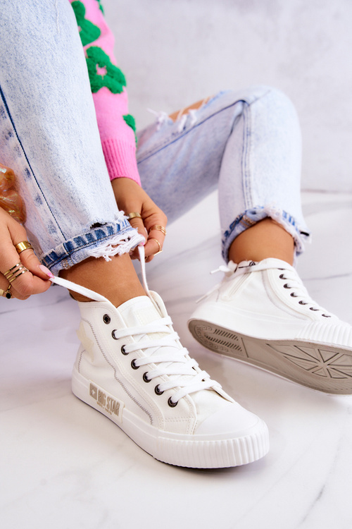 Klasické vysoké tenisky veľká hviezda jj274379 biela