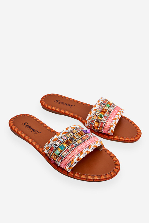 Dámské zdobené pantofle oranžove Bellisa