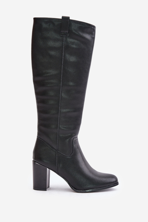 Kožené Zateplené Čižmy Na Podpätku Čierne Sergio Leone KZ230-S