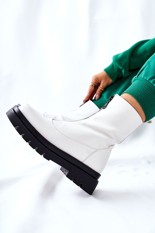 Dámske topánky so zipsom bielym Tierra