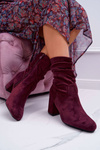 Dámské Kotníkové Boty Na Podpatku Semišové Burgundské Endless