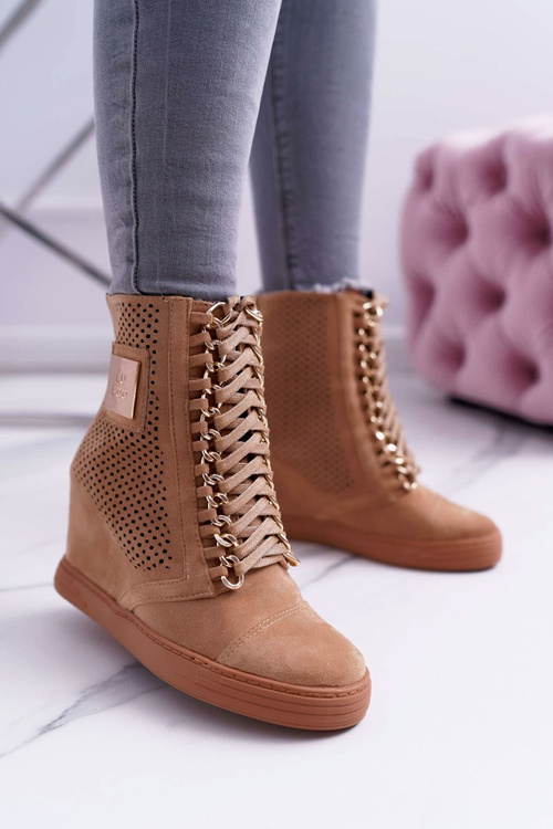 Dámská Obuv Sneakers Lu Boo Semišové Perforované Camel Clamma