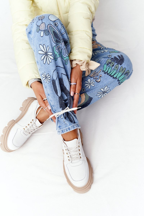 Dámské Kožené Polobotky Lewski Shoes 3011-00 Bílé