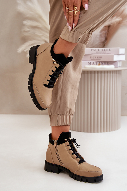 Nízké dámské boty z ekologické kůže béžové Erisabelle