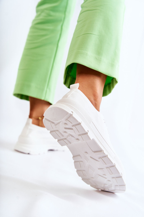 Dámske tenisky s nízkym látkam biele guueso