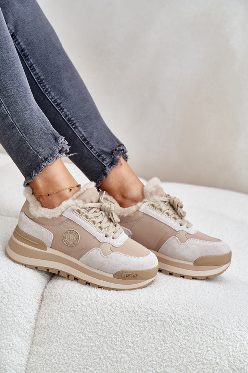 Dámske Zateplené Tenisky Na Platforme Big Star OO274A214 Béžové