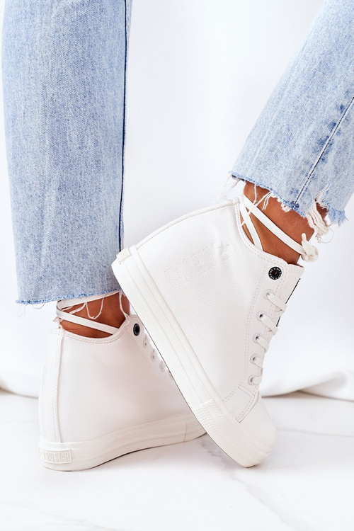 Kožené Klínové Tenisky Sneakers Big Star EE274128 Bílé