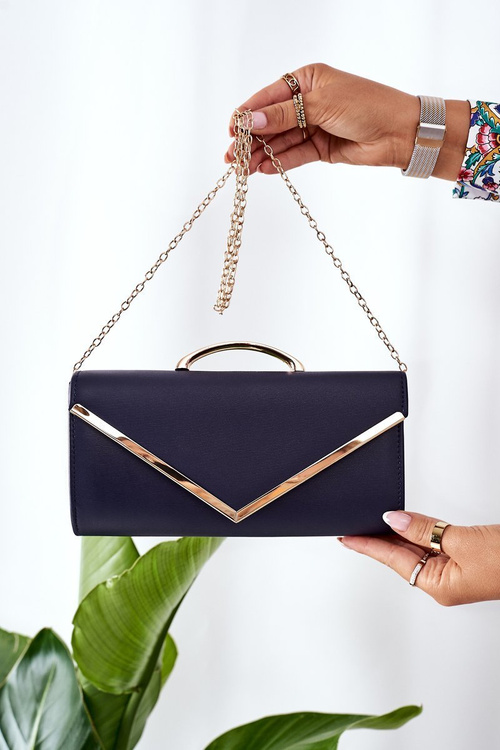 Elegantná taška na spojku s retiazkou Navy Blue
