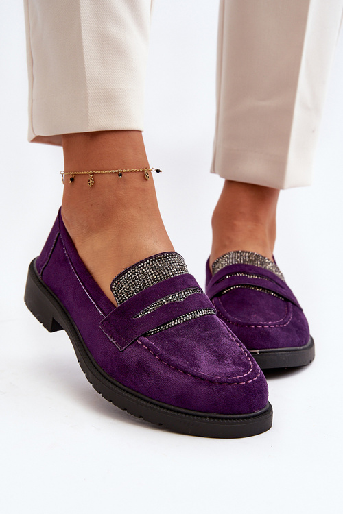 Dámske zdobené mokasíny fialové Dananei