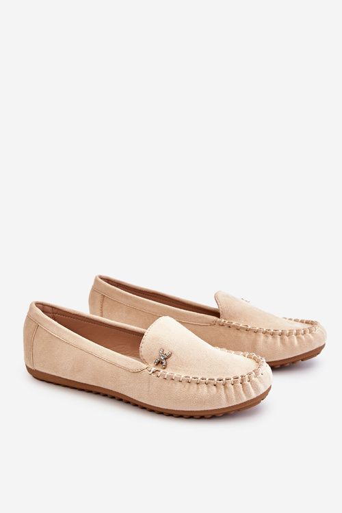 Ženské semišové mokasíny s dekoráciou Beige Leah