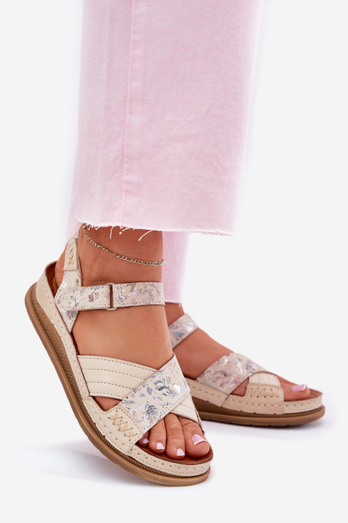 Dámske Kožené Sandále Na Platforme Maciejka L7064-37 Ecru