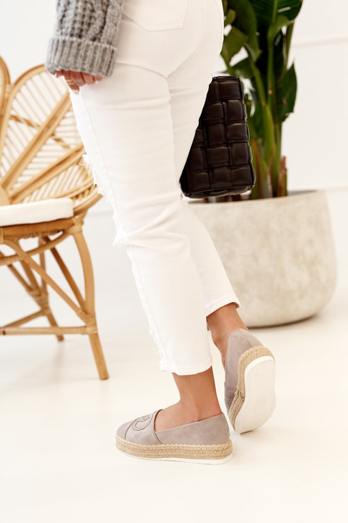Dámske espadrilly na platforme Straw Grey Febi