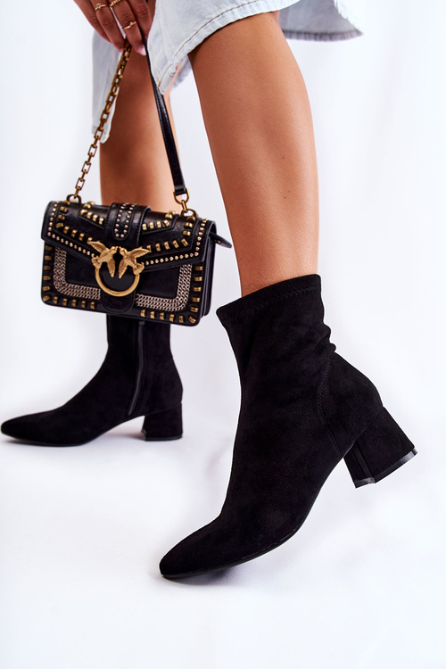 Ženské semišové vysoké topánky čierne Gloriss