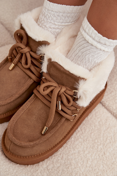 Dámské sněhule z přírodní semiš D.Franklin DFSH375006 Camel