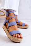 Dámske zviazané sandále na platforme Blue Amrillo
