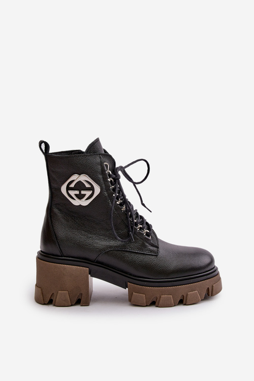 Zazoo 60376 Kožené Zateplené Boty Na Zip Černé