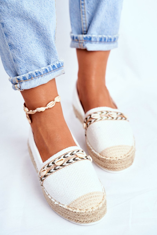 Dámske espadrilly na platforme bieleho Mindi Linen