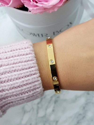 Dámsky oceľový náramok so zirkónmi zlata 6 mm Valeria