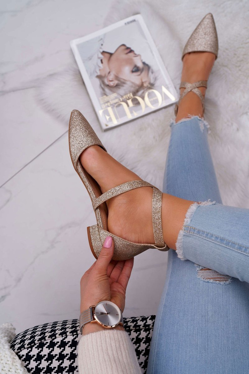 Ženské zlaté trblietavé baleríny Vontare