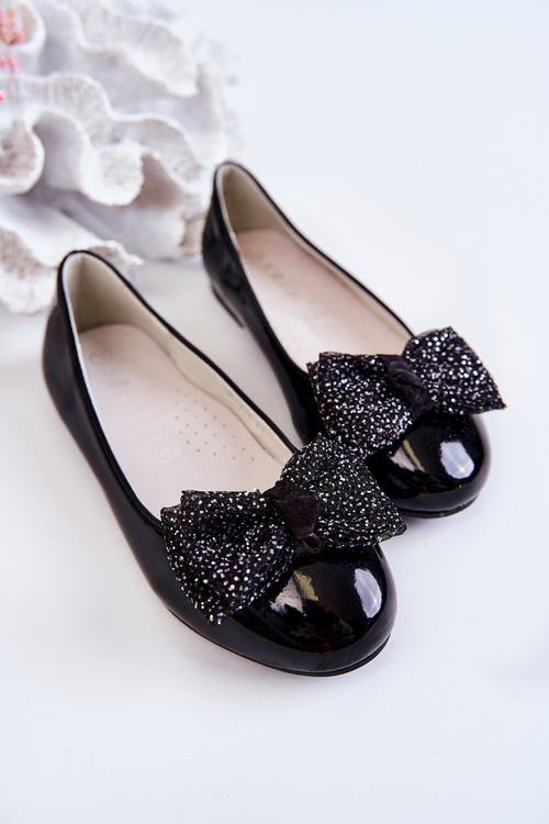 Dětské lakované balerínky s mašlí Černe Zolly